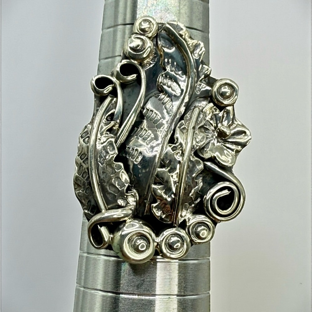 Native American Navajo Sterling Silver Statement Ring – Signed Harry B. Yazzie - Picture 13 of 16